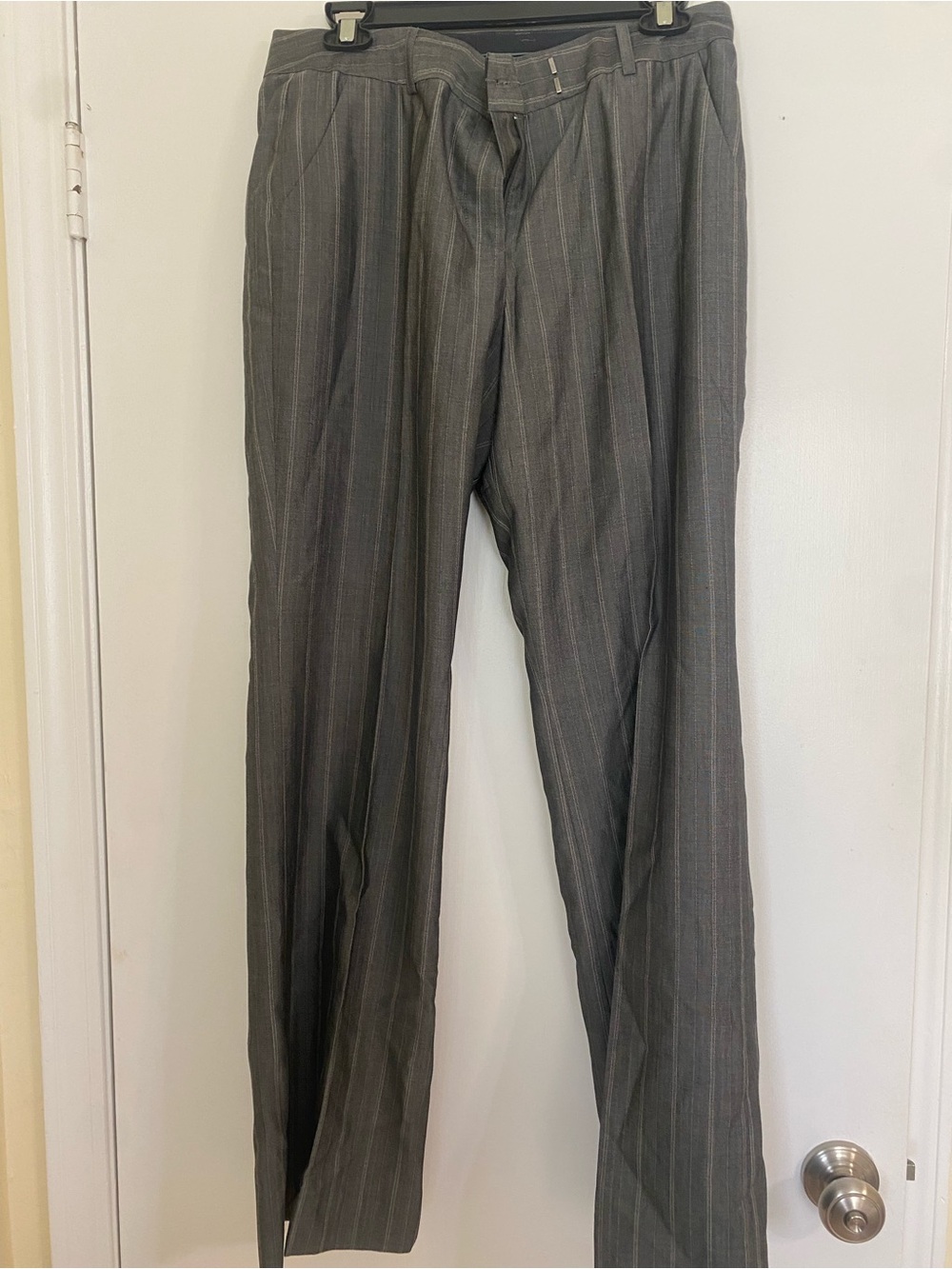Anne Klein Gray Pinstriped Women's Trousers